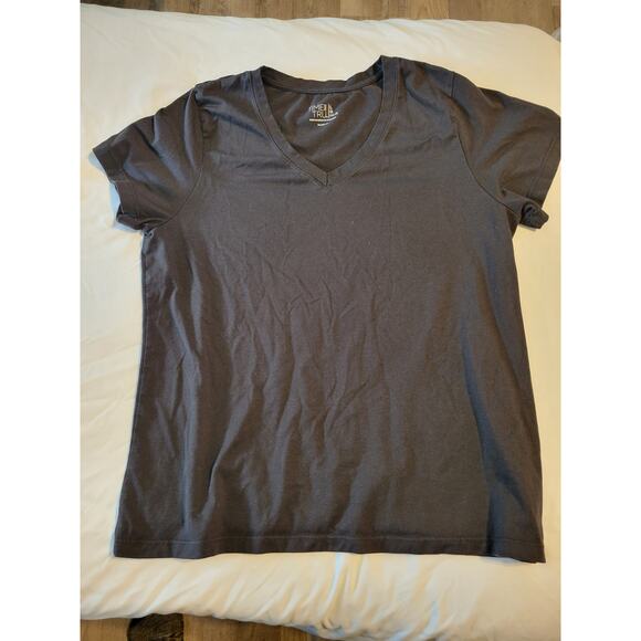 Time and tru large womens black basic v neck tee - Picture 1 of 7
